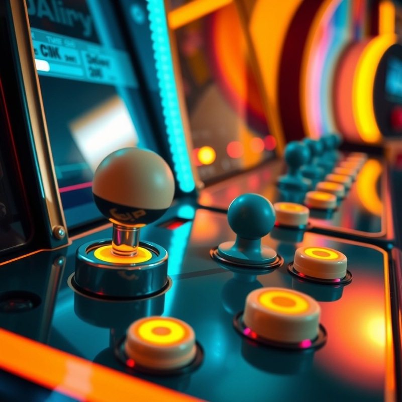 Arcade joystick and glowing buttons