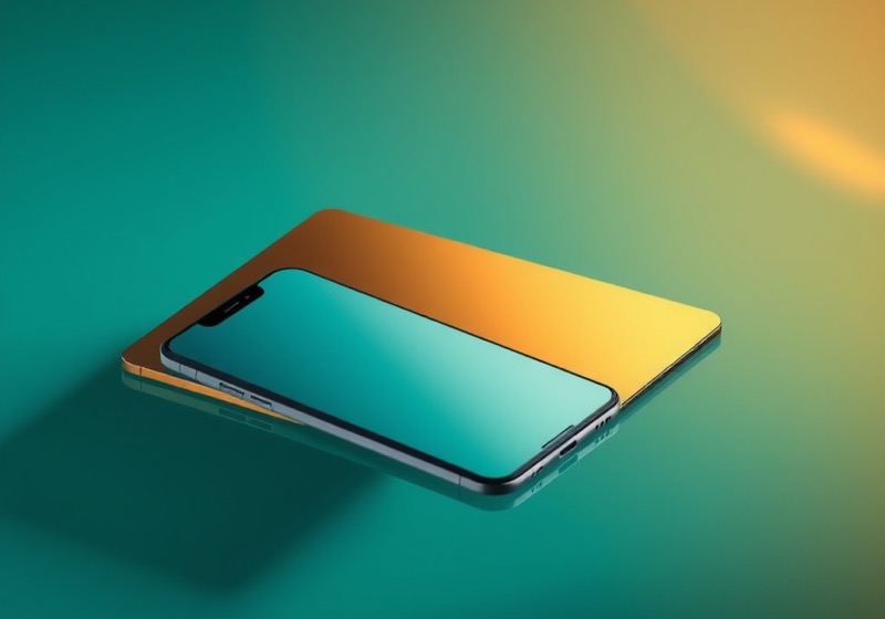 Smartphone and tablet on deep teal
