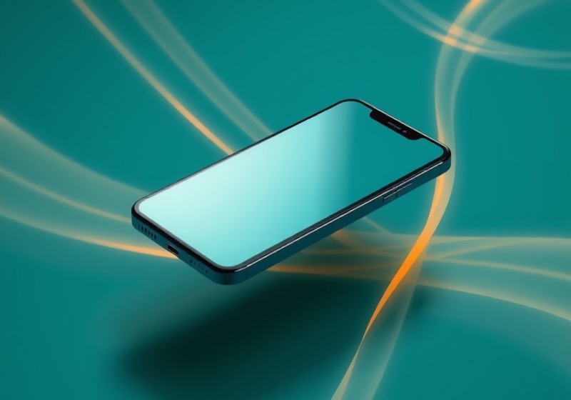Smartphone with golden light trails