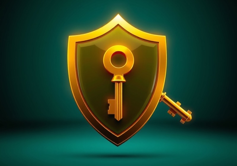 Golden key and shield